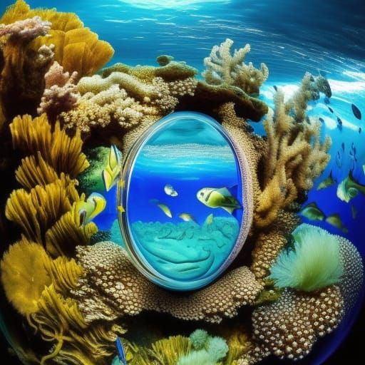 underwater world inside a sphere beautiful hyperdetailed ela...