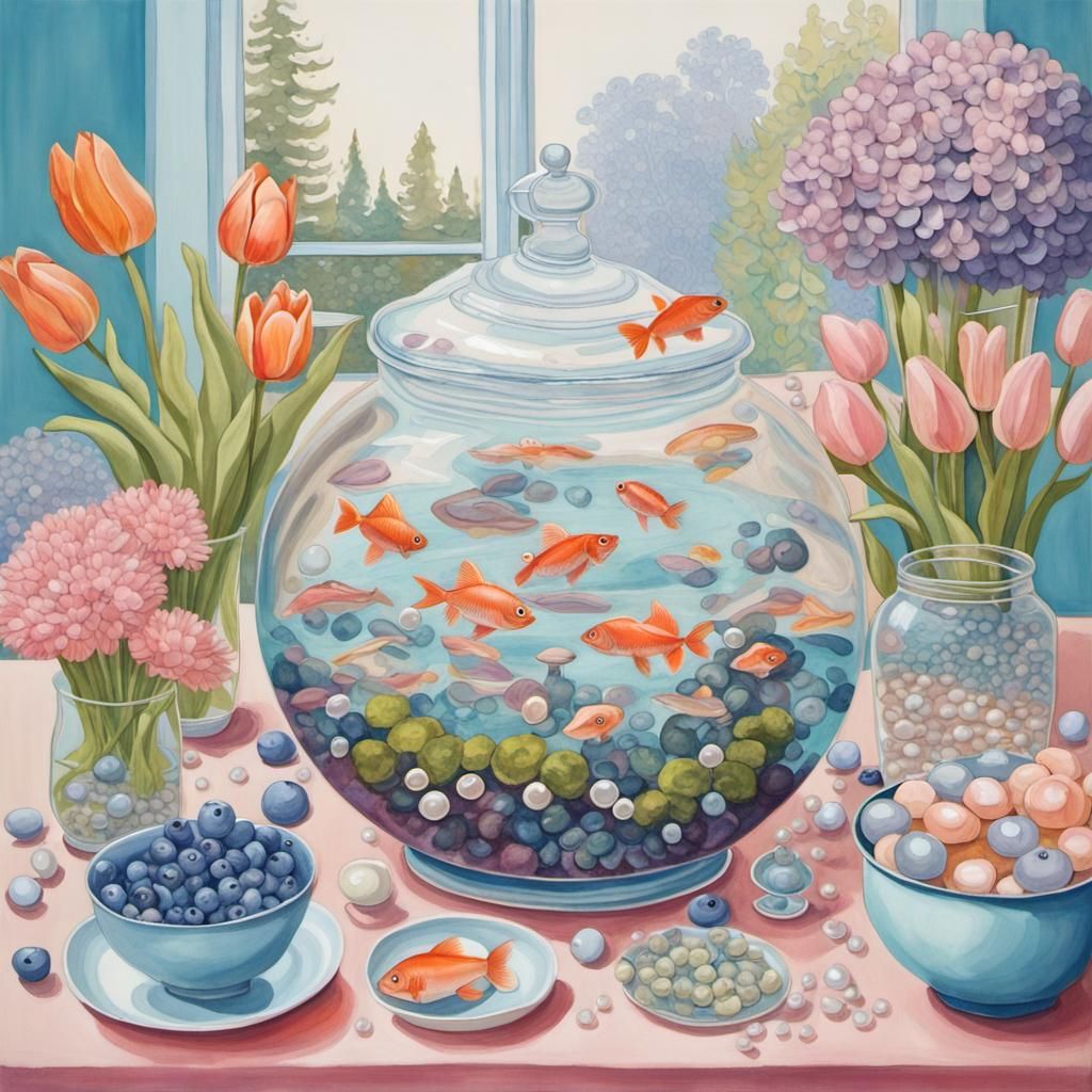 Pastel Aquarium Candyland: A Gouache Wonderland