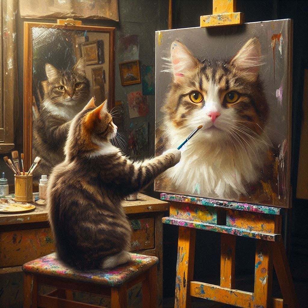 Cat Painting a Self Portrait, 1