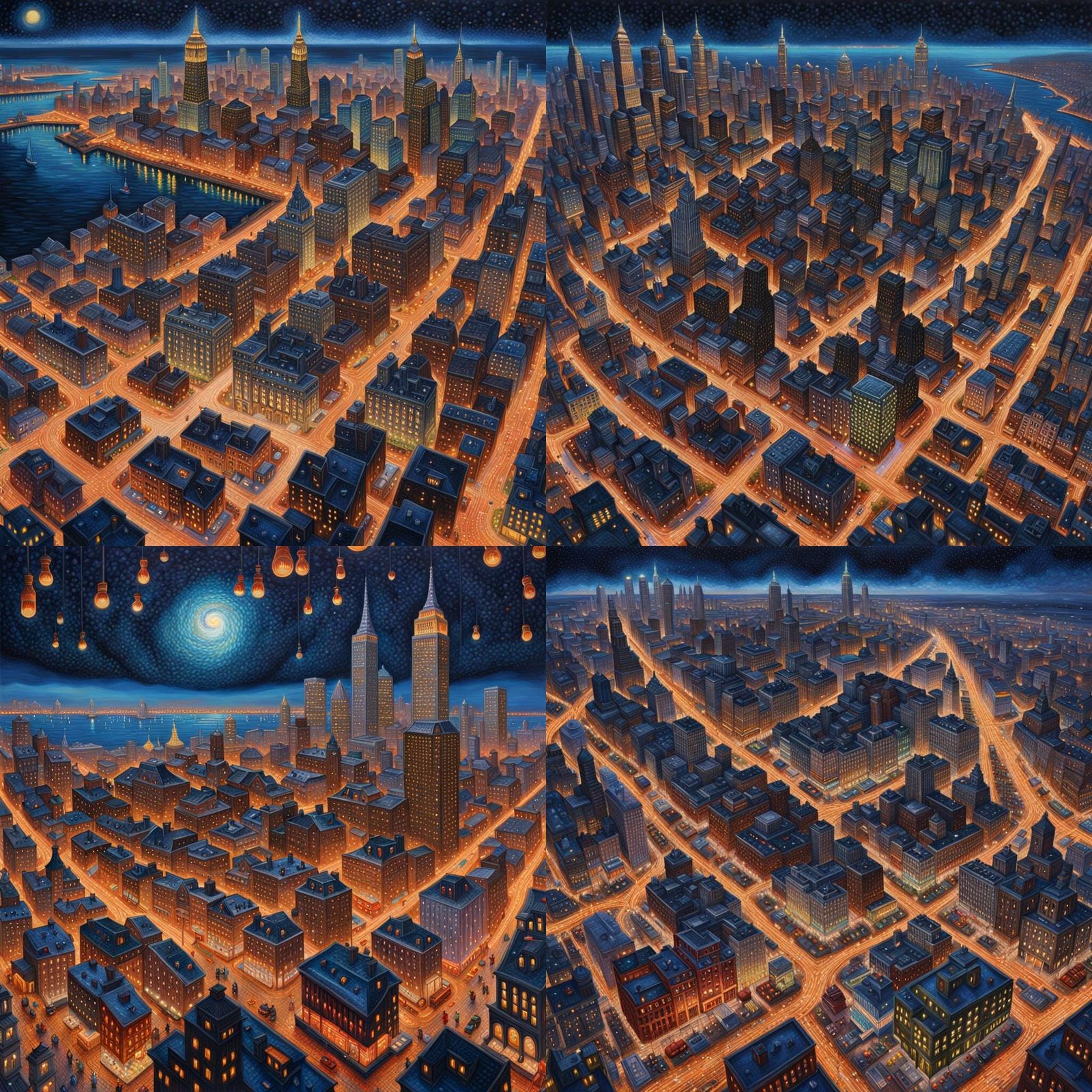 Night City Pointillism: Hyperdetailed Digital Art
