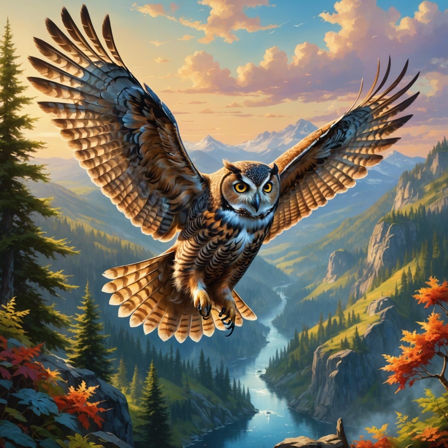 Flying owl   by @Chirminth