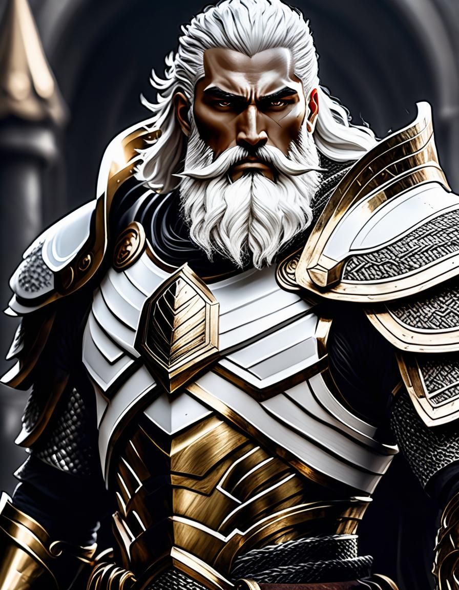 bnlack chjrist war like armour white whooly hair white full ...