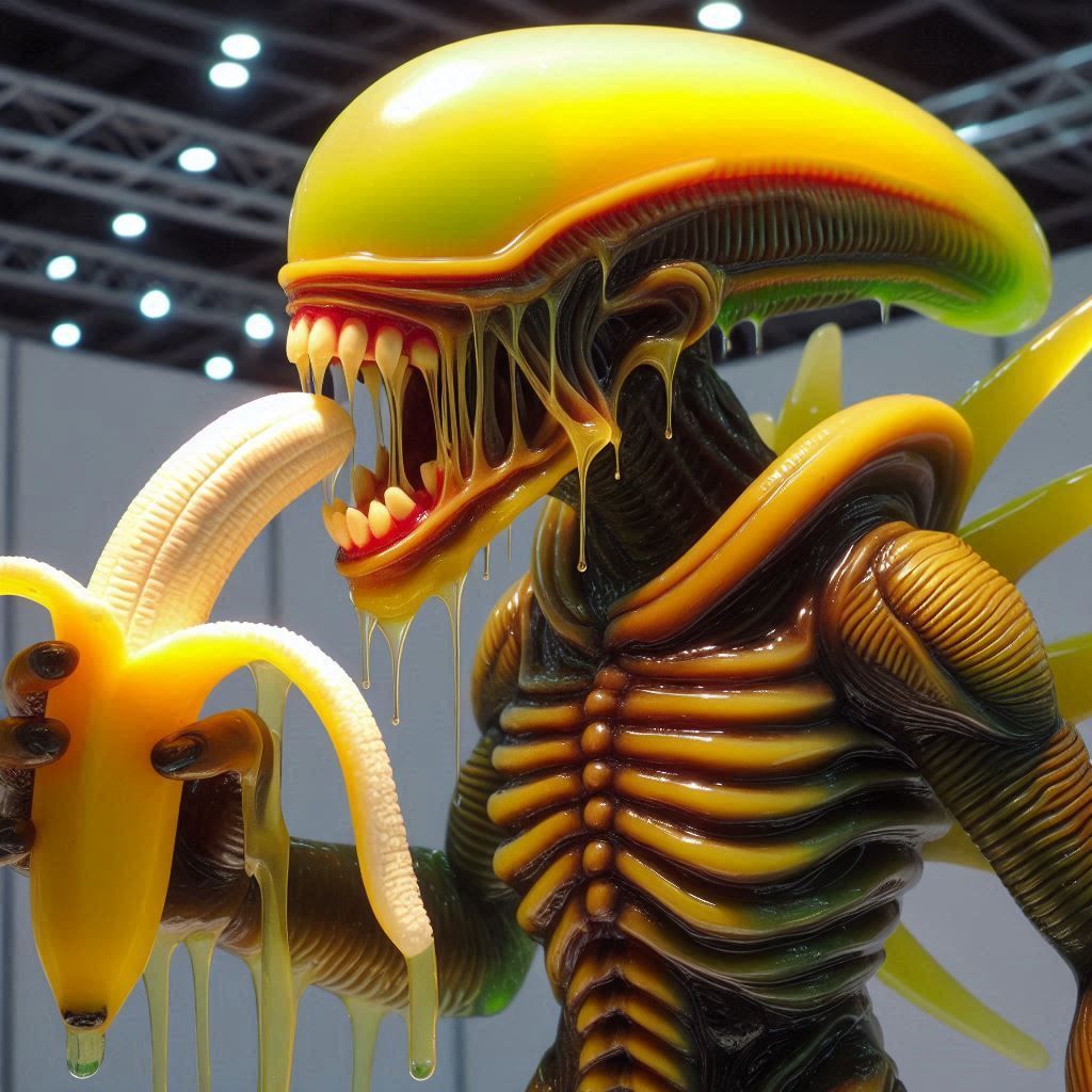 Jellymorph eating banana