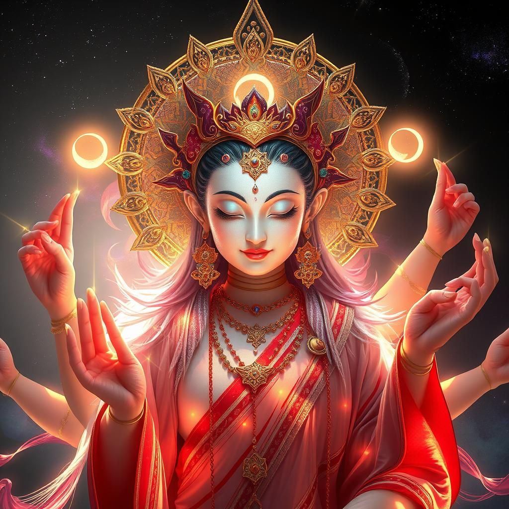 Majestic Marichi: Ethereal Buddhist Deity Portrait