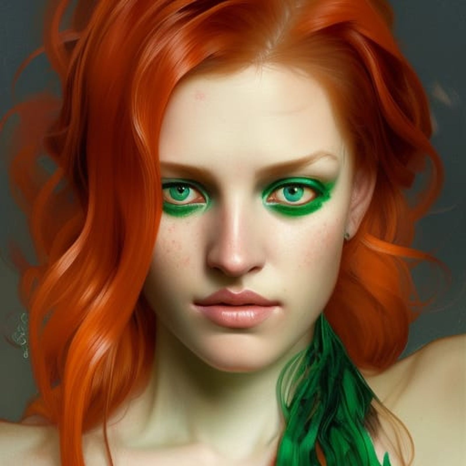 Jolene with flaming locks of auburn hair ivory skin and eyes of emerald ...