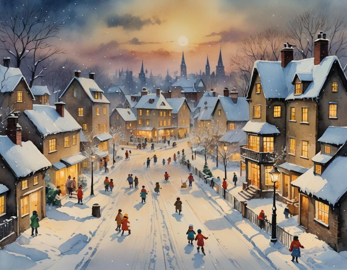 Snowflakes fill the air