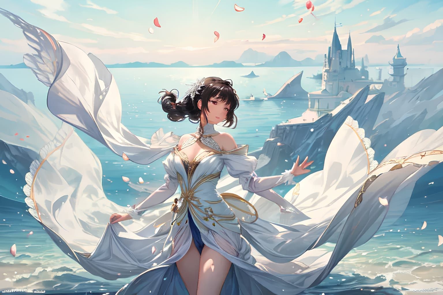 Moon at the sea with her castle in the background