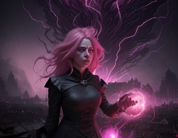 A lonely female witch figure in the background using a deadl...