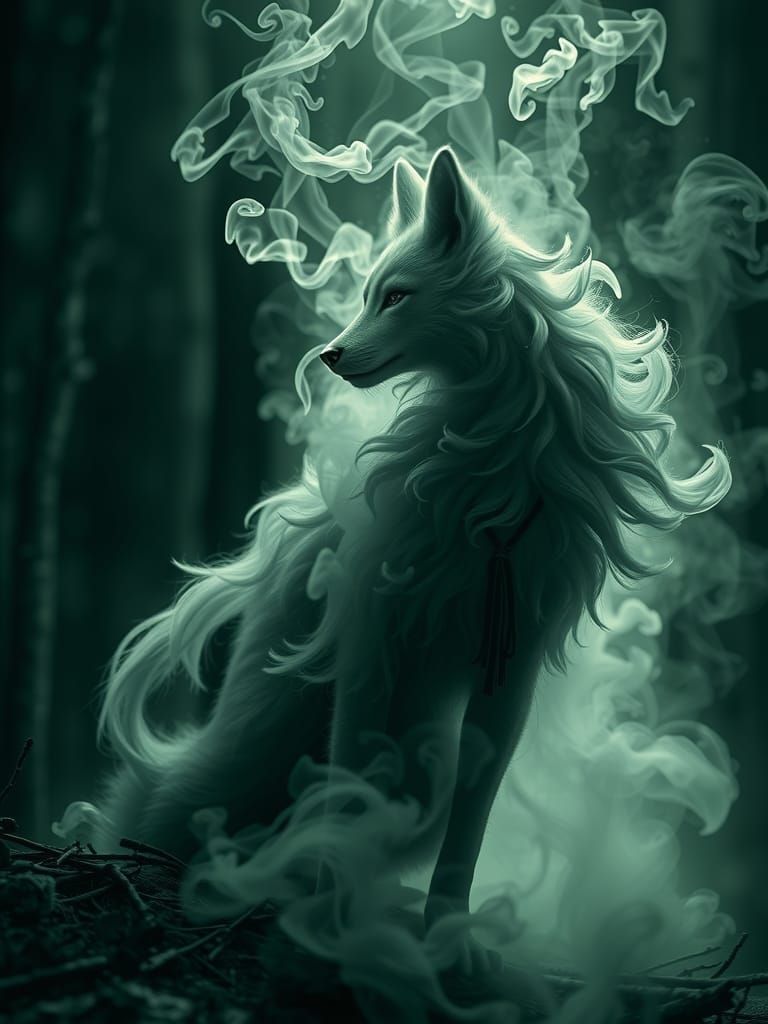 Monochromatic kitsune  by @Roswarcus