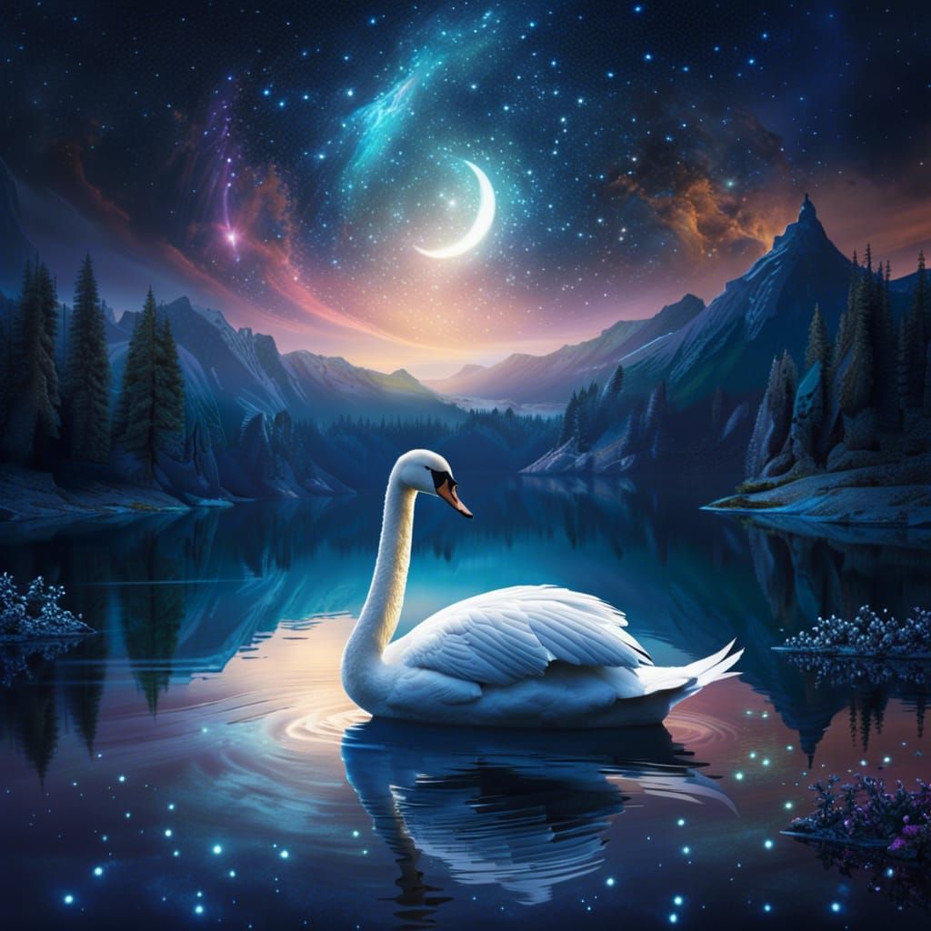 starry swan - AI Generated Artwork - NightCafe Creator