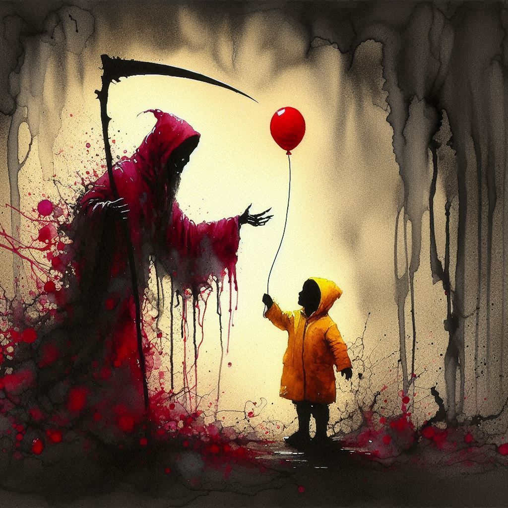Ink splatter : Grim Reaper and the balloon boy