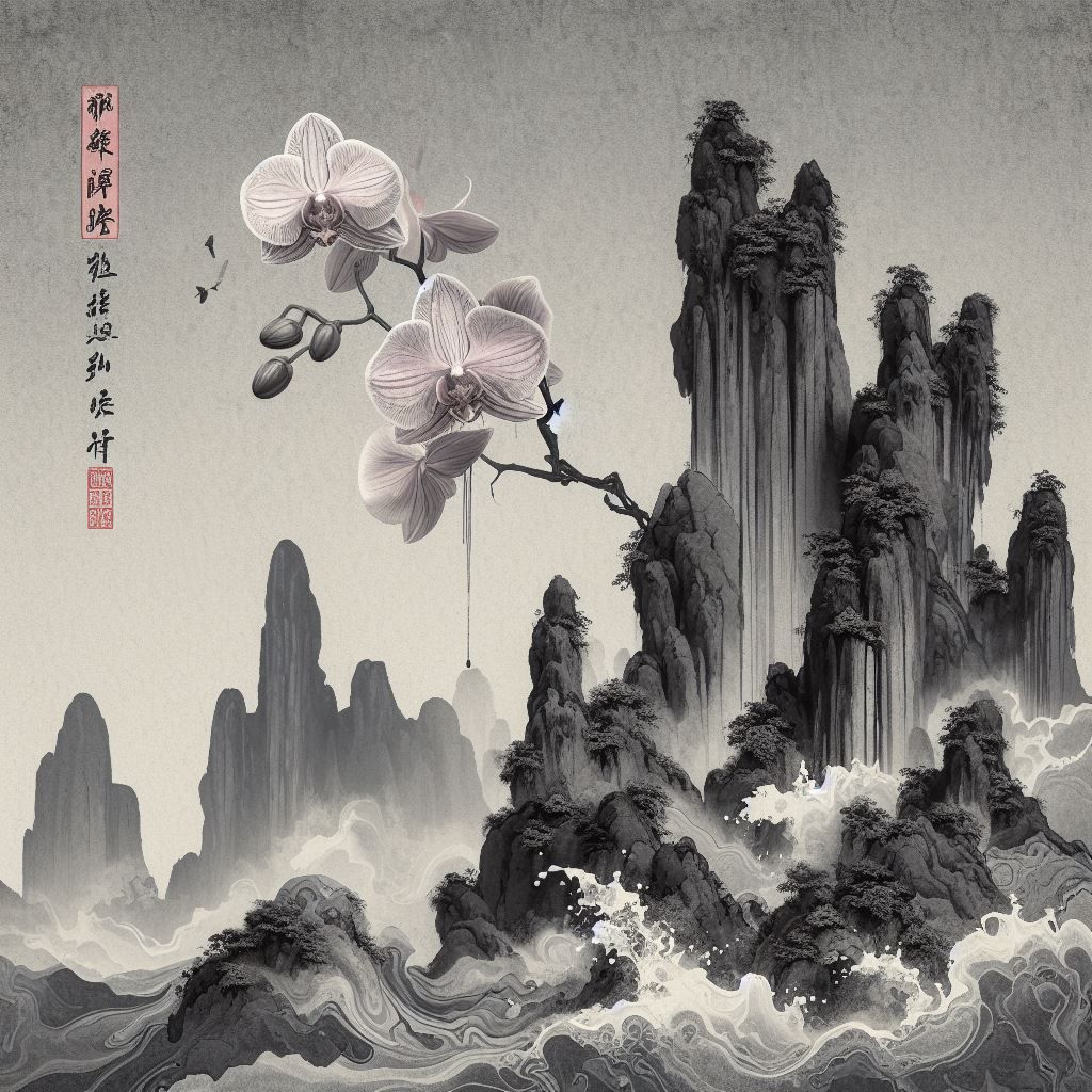 A surreal Chinese ink painting