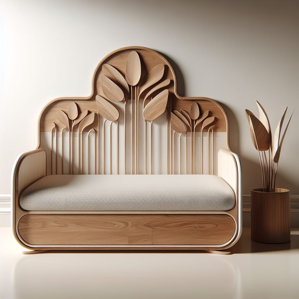 create new baby bed design, it takes wood texture with one c...