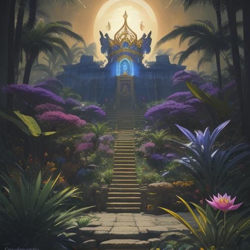Regal Egyptian Queen in Oasis: Fantasy Concept Art
