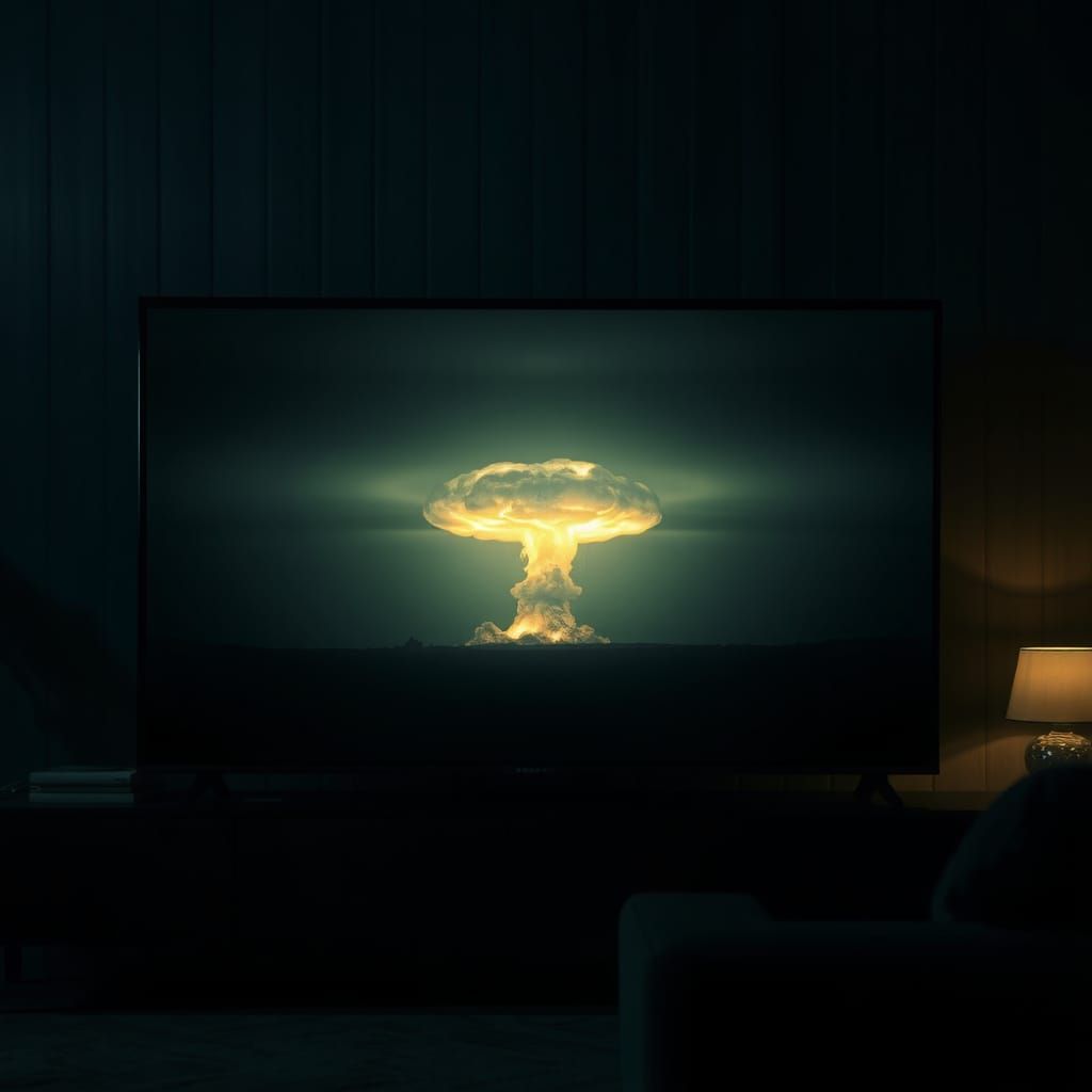 A faint reflection in a large flat screen TV