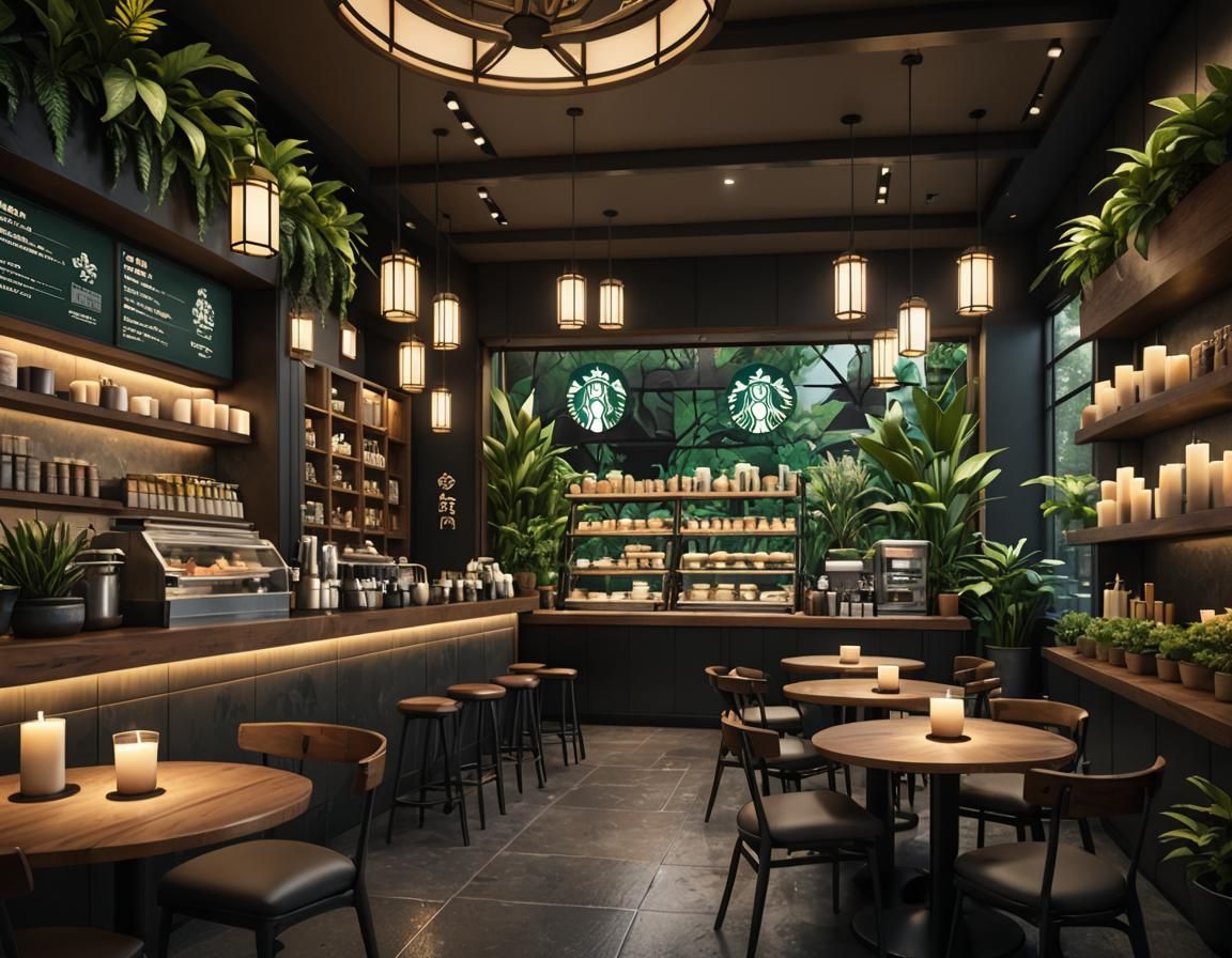 Cold cool clean corporate japanese Starbucks coffee cafe lou...