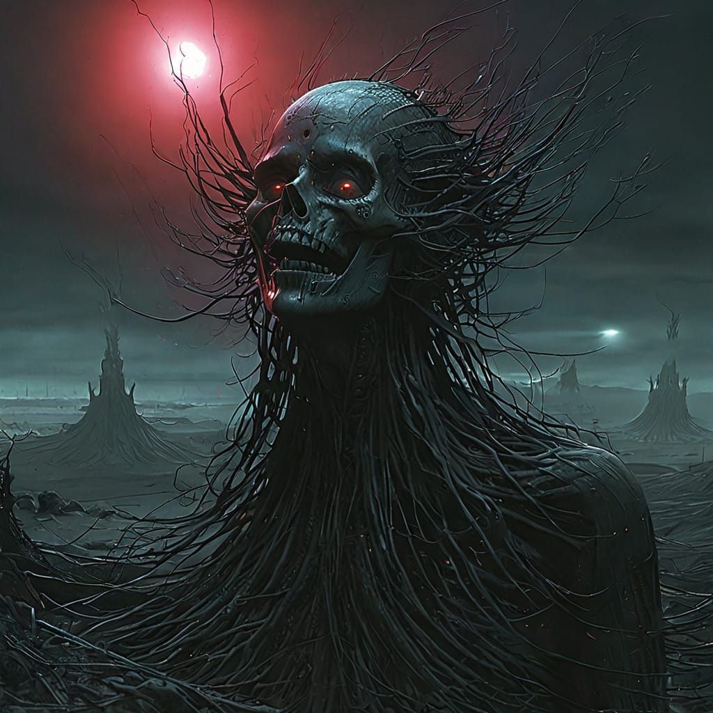 Ethereal Horror in Dark Biomechanical Style