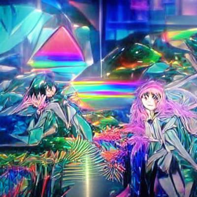 colourful iridescent holographic psychedelic maximalist anim...