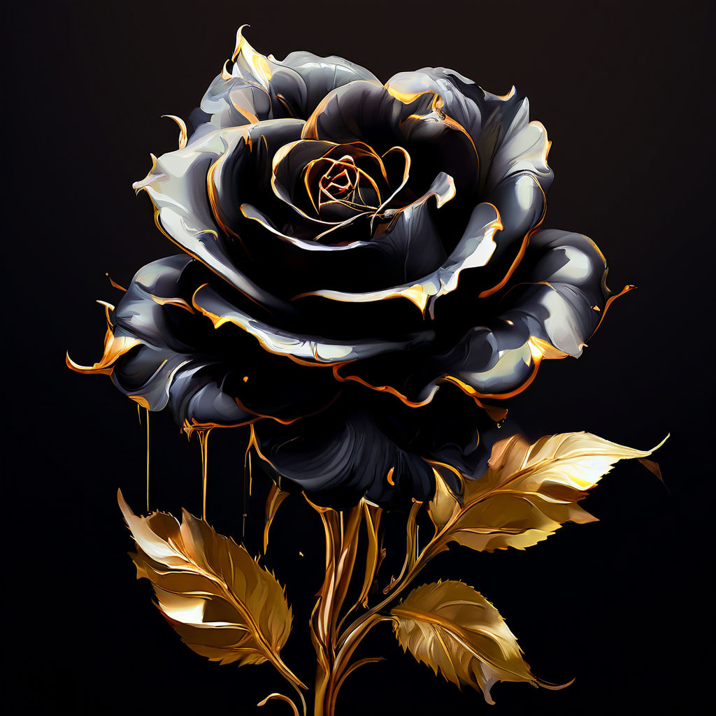 Rose noire bordure dorée sur les pétales