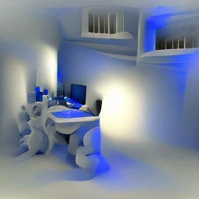 ambient occlusion dark room with blue lights arwork 8K3D