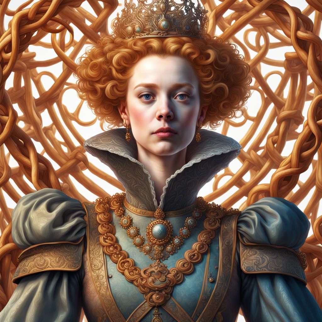 Highly detailed Elizabeth I made of pretzels