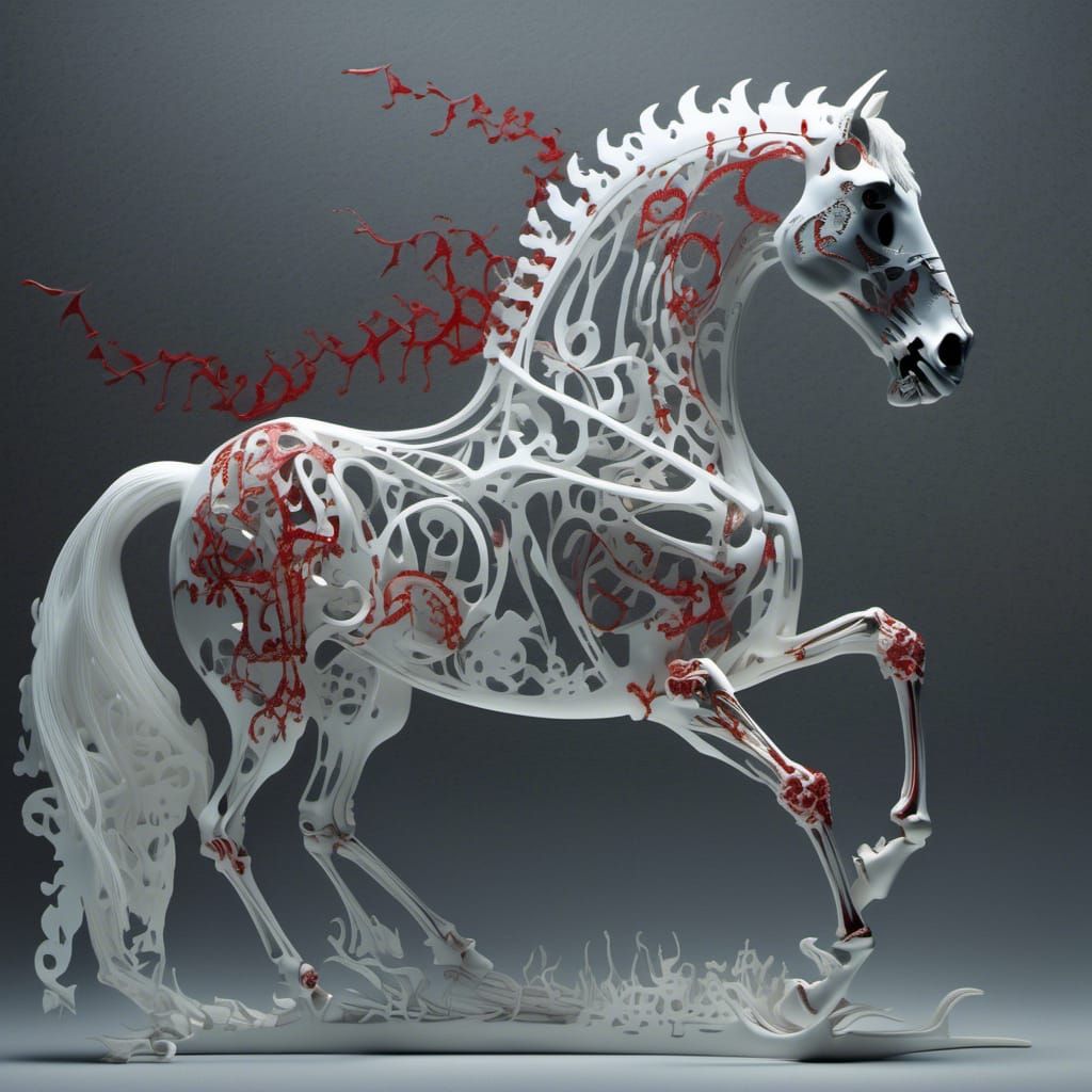 Ethereal Reaper Woman and Skeletal Horse