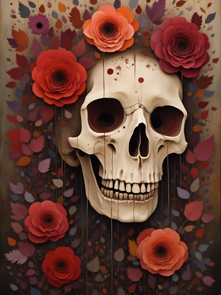 <lora:Pagan Moon:1.0> Abstract cubist gothic portrait with blood red roses