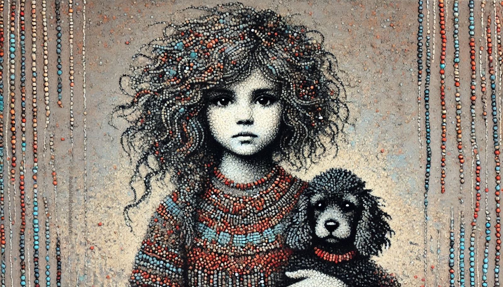 A Girl And Her Puppy - Microbead Art