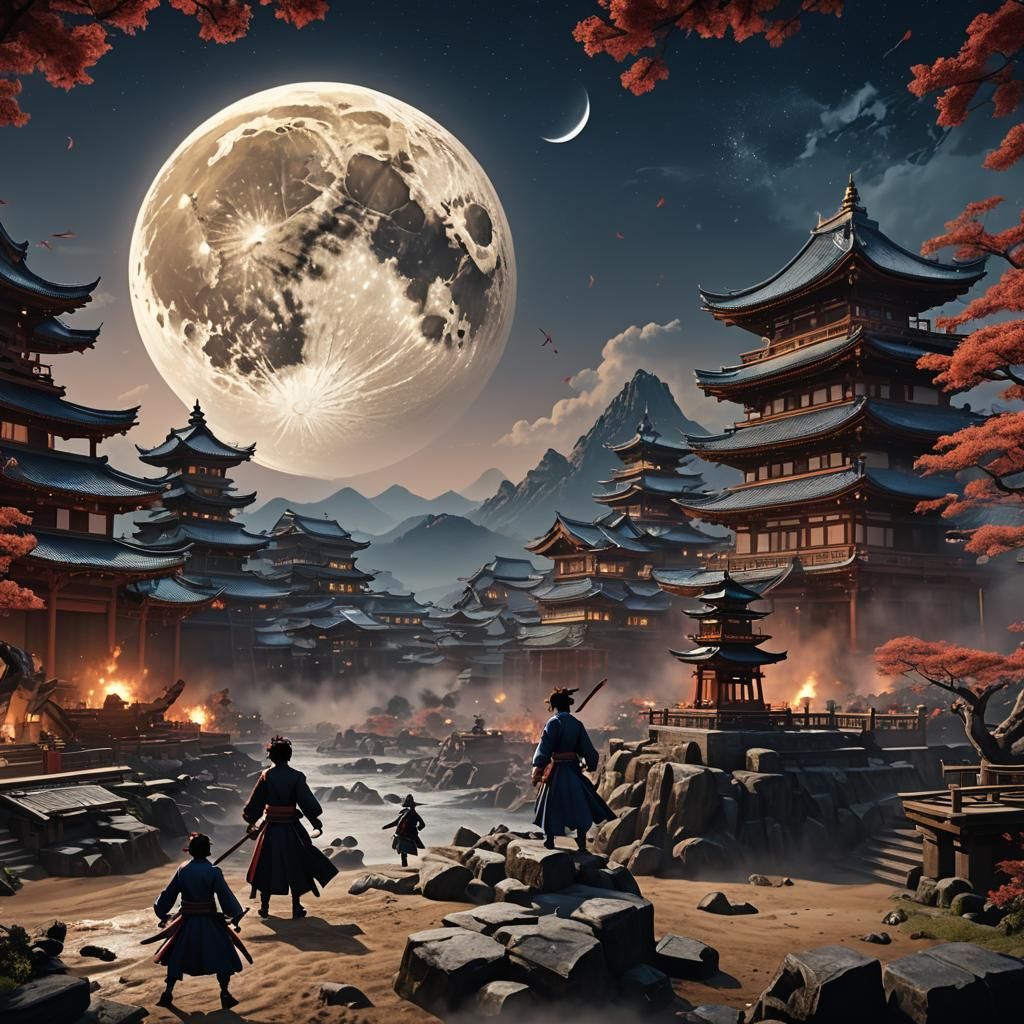 Epic Battle: Tanjiro vs Muzan in Detailed Matte Painting