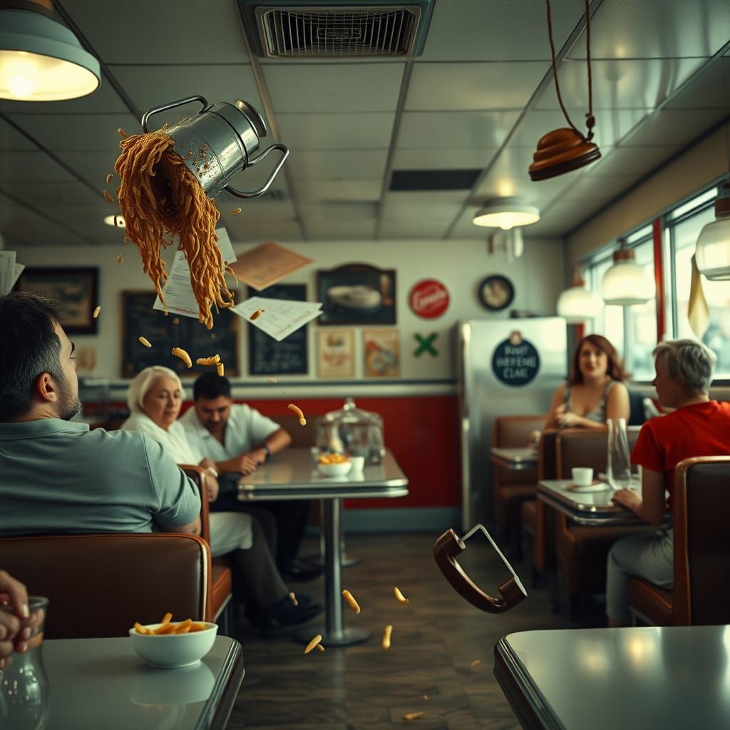 Frozen in Time: 1950s Diner Caught in Mid-Action