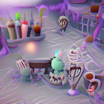 Spooky liminal ice cream parlor 8K 3D