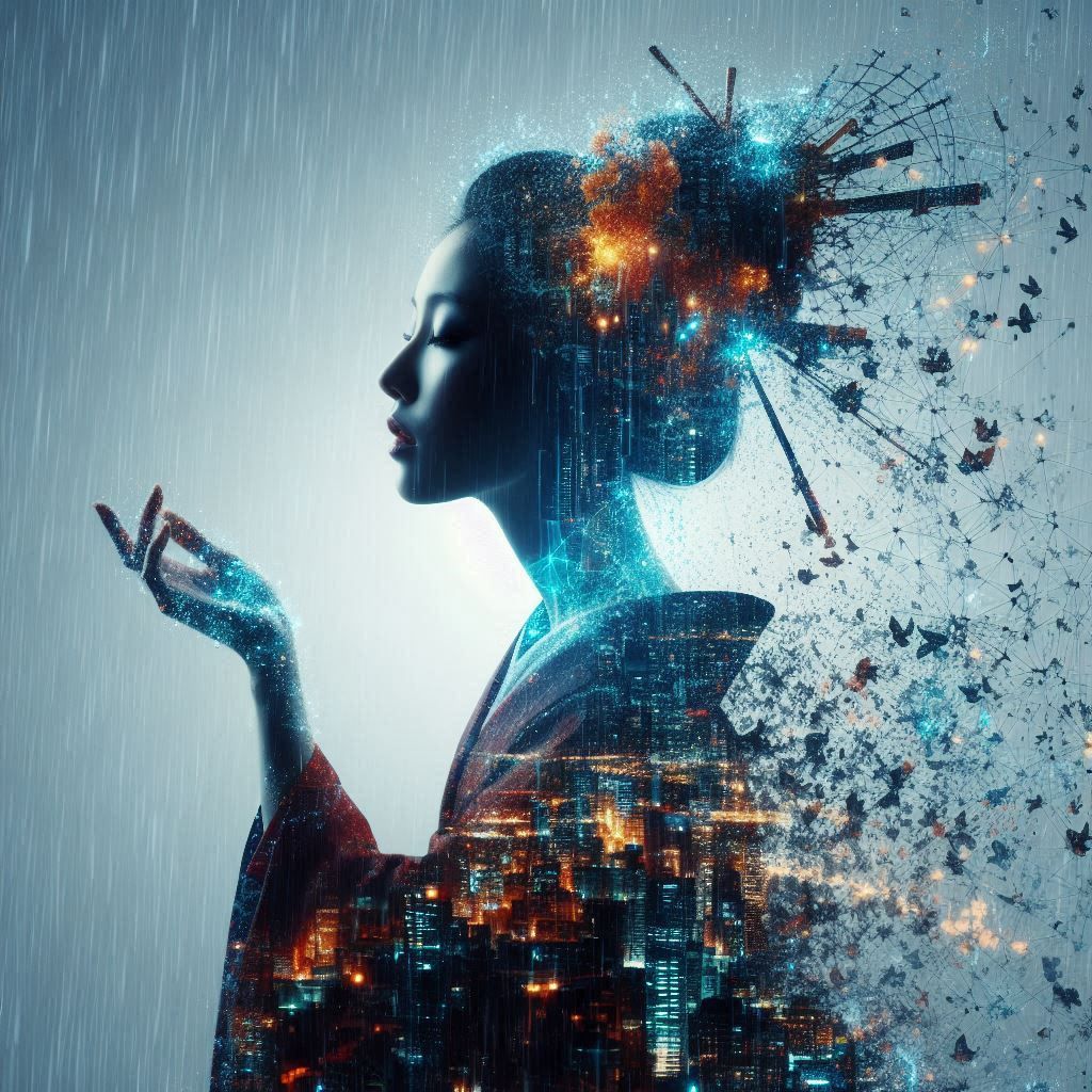 double exposure beautiful fantasy portrait landscape..