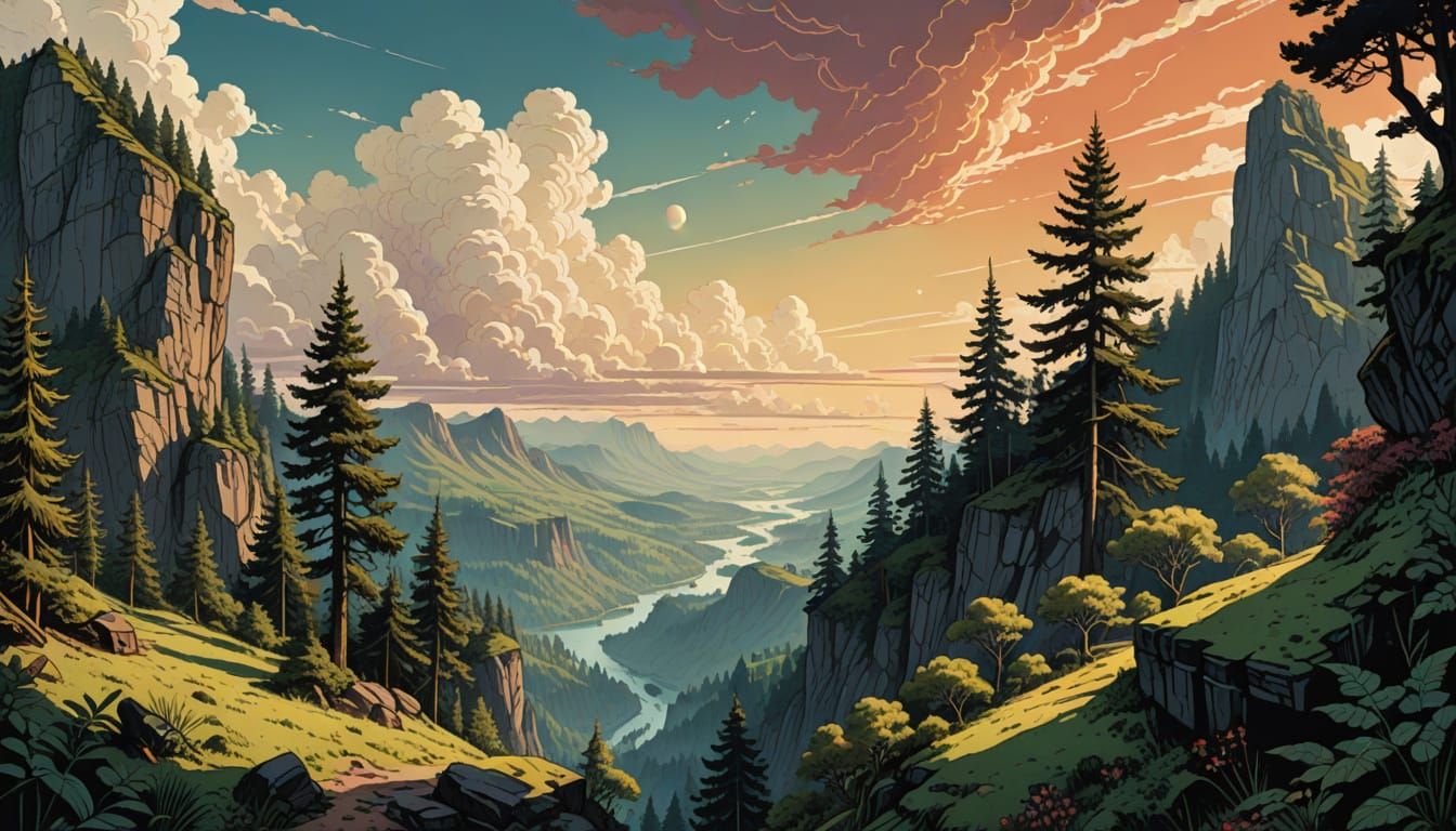 forest clearing, edge of cliff  by @Koutsis