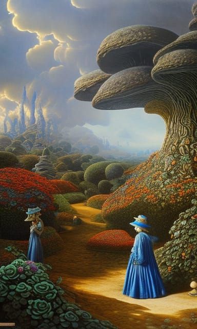 Unreal journey in mushroom gardens  by @Romanova Oksana