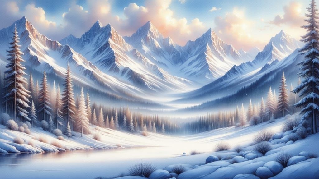 A winter wonderland (Marble oil and Water oil)