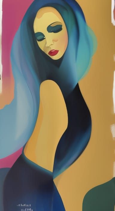 body portrait, Domergue, woman, long dark hair