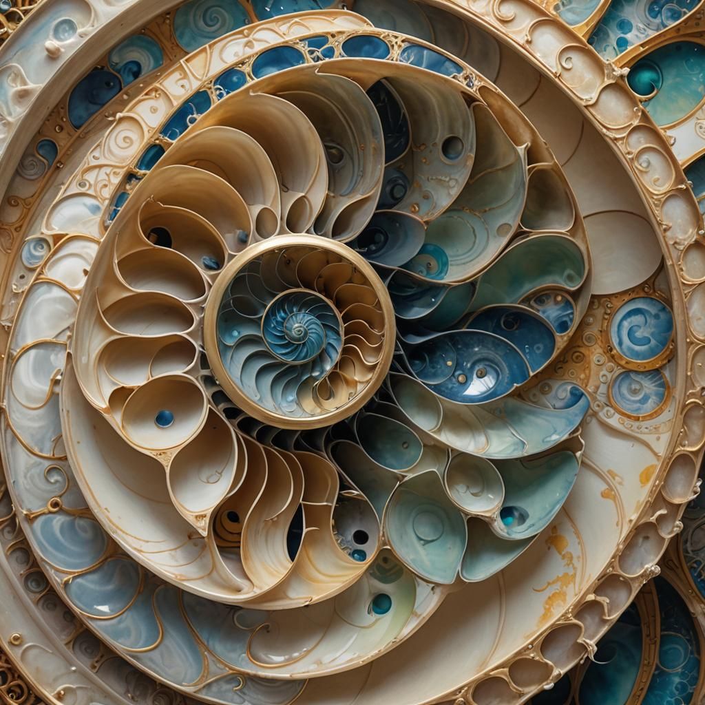 Closeup of a nautilus shell, sacred geometry