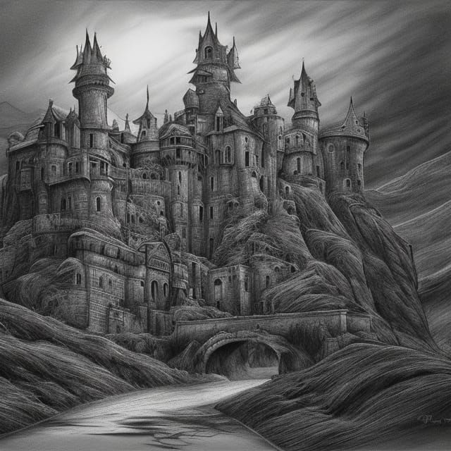 Illustrate your fantasy castle in ink and watercolor by Rebeccalesan |  Fiverr