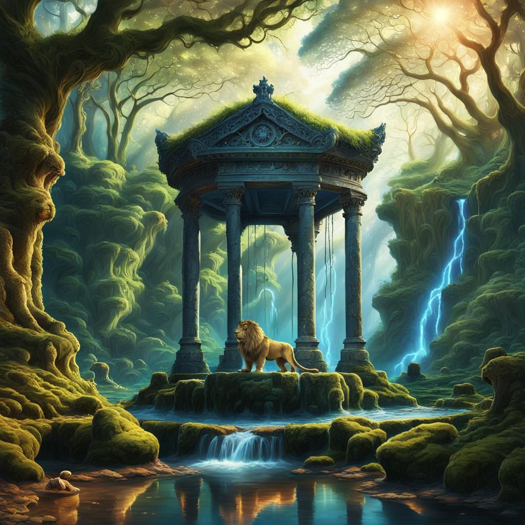 Mystical Forest Well: Fantasy Matte Painting