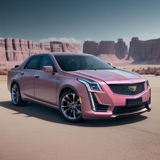 pink caranation, brown sport coat, white Cadillac