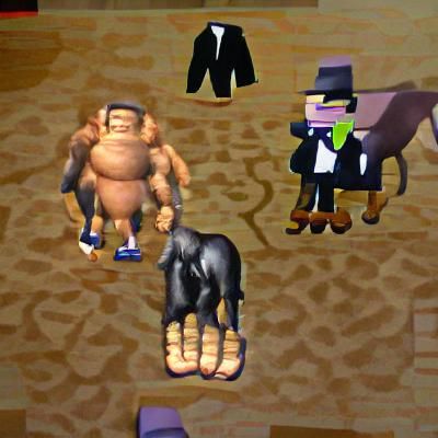 a mob boss with the torso of an ape and the feet of a horse
