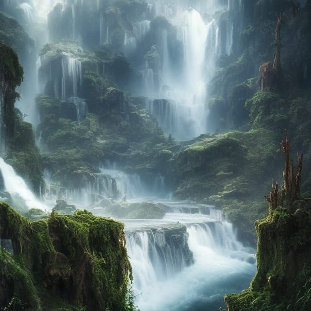forest waterfall  by @0ther w0rld expl0rer