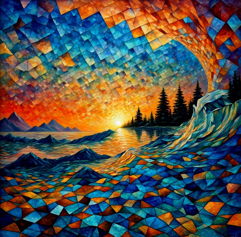 Tessellation, Sunset, Underwater, Kinkade, Geometric   by @Bine79