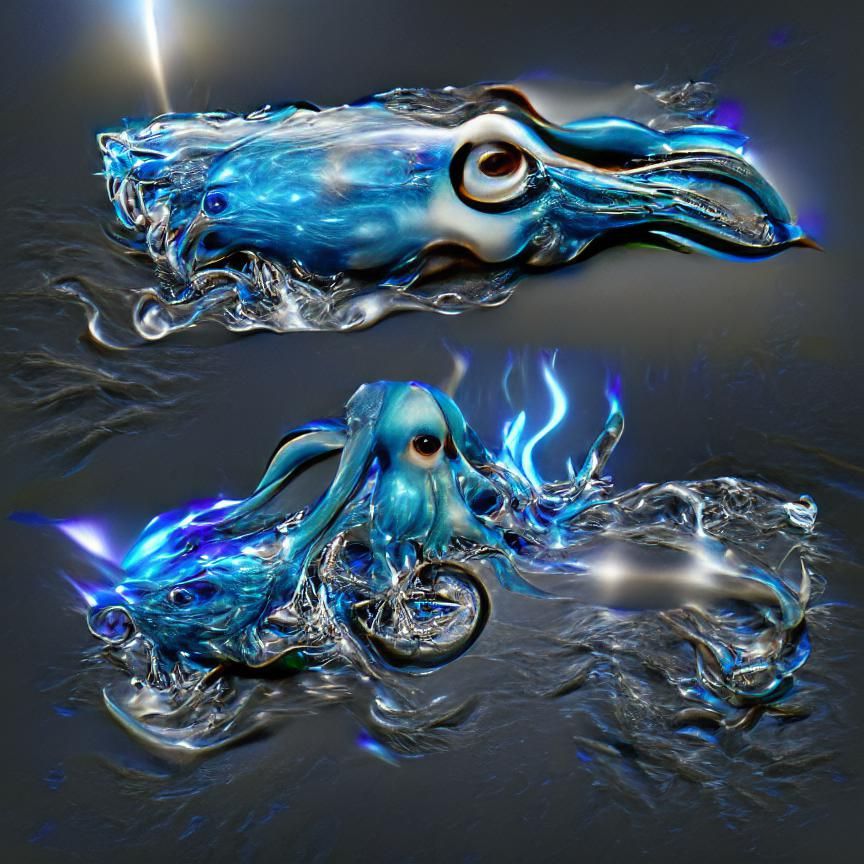 Water elemental Squid 8k resolution 3D
