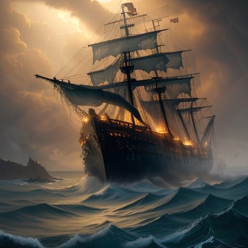 Giant Octopus Sinks Ancient Warship in Stormy Sea