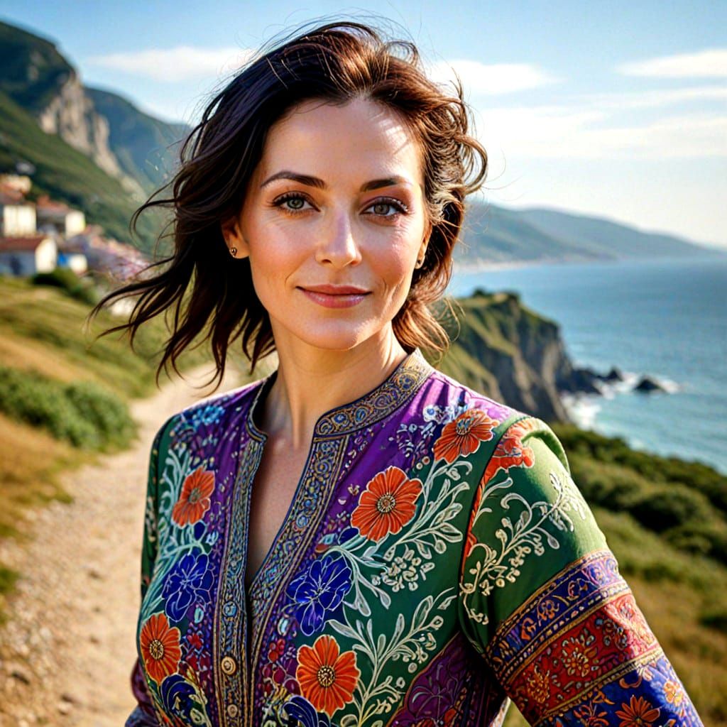 Captivating Hyperrealistic Portrait of a Happy 45-Year-Old W...