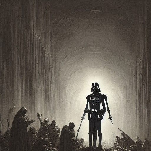 darth vader skeleton horror Gustave Doré Greg Rutkowski hype...