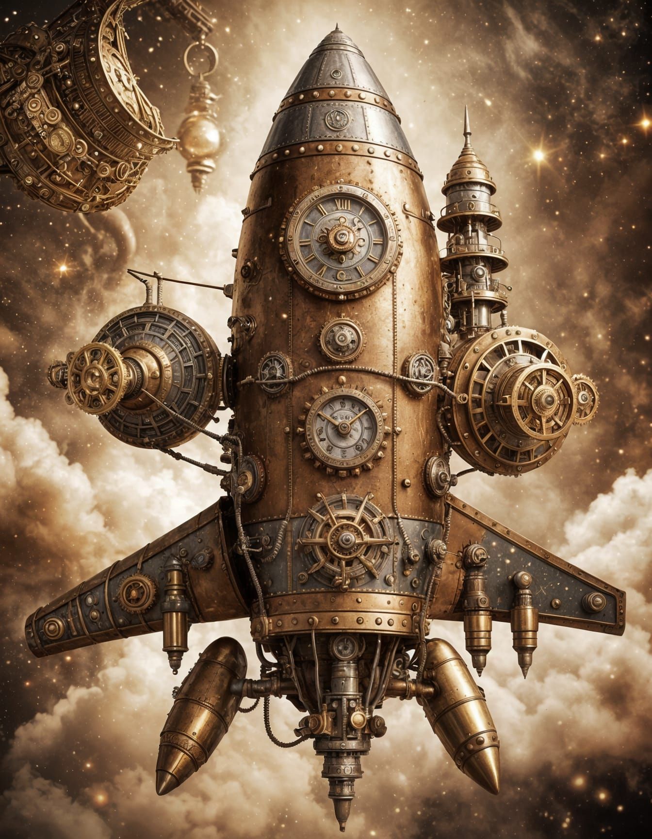 Steampunk Rocket Ship by QueenQuill  by @QueenQuill