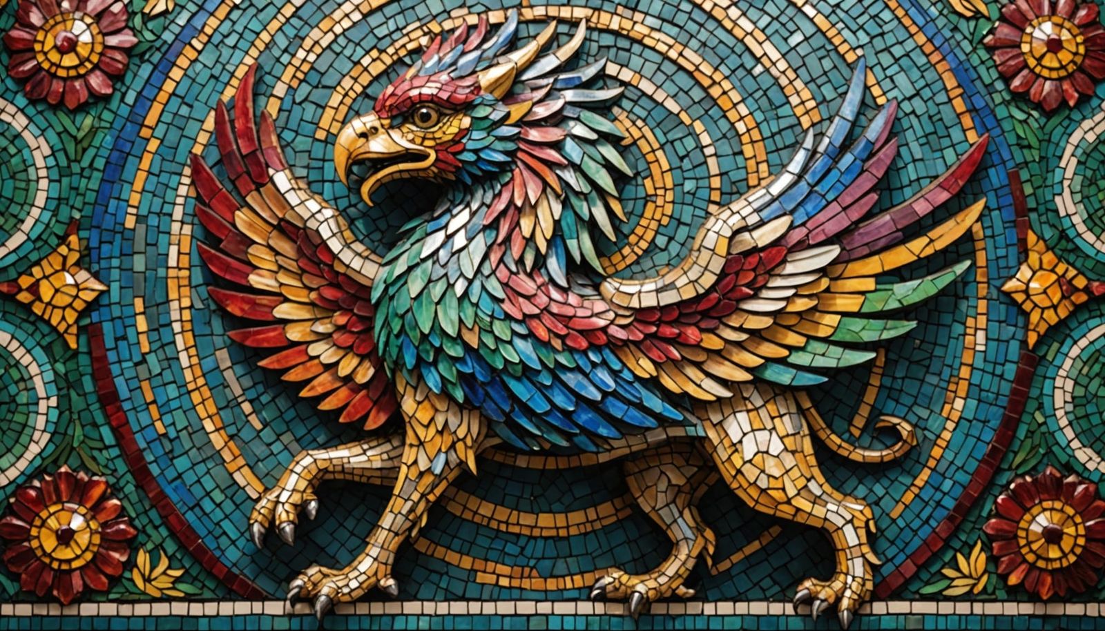 A Colorful Griffin Mosaic  by @Mister