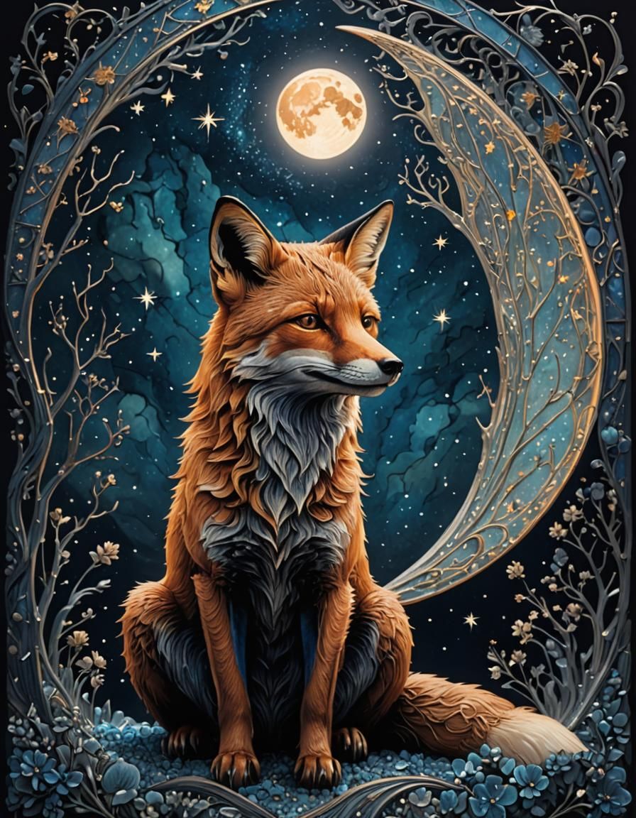 Fox And The Moon – AI Generated Artwork – NightCafe Creator